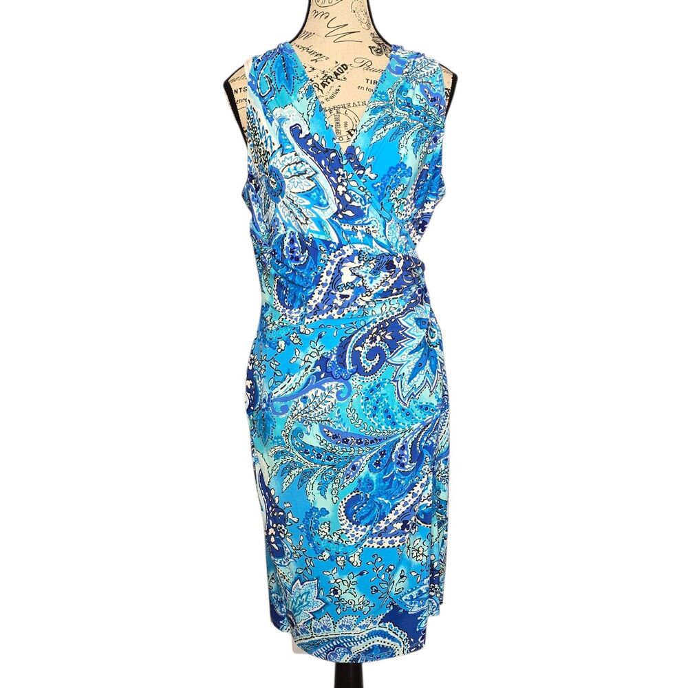 Ralph lauren paisley blue sheath sleeveless dress Sz8